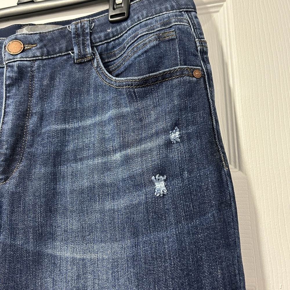 Democracy Jeans Ab Technology Bootcut Women's Size 14 Stretch Dark Wash Distress - Picture 3 of 13
